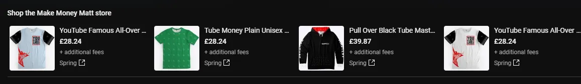Selling Merchandise And Products on YouTube