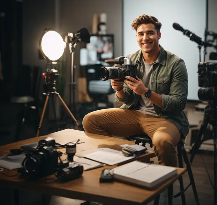 YouTuber in his studio