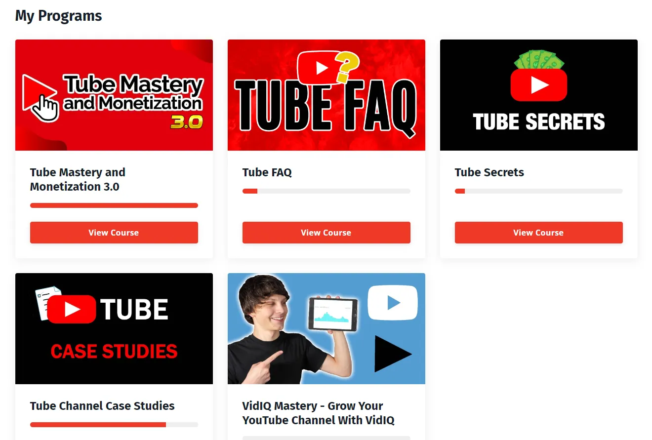 Tube Mastery and Monetization Members Area