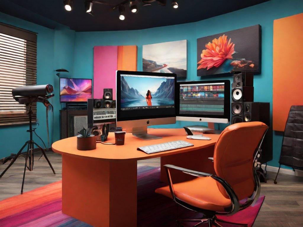 colorful studio for video editing